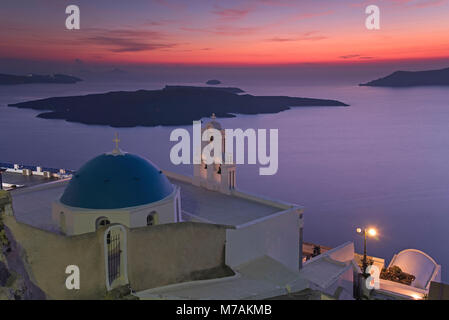 Europa, griechische Inseln, Ägäis, Kykladen, Santorini, Sonnenuntergang auf Santorini Stockfoto