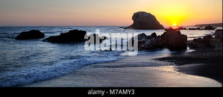 Kalifornien, Pazifikküste, San Simeon, Big Sur, Strand, Sand, Sonnenuntergang Stockfoto