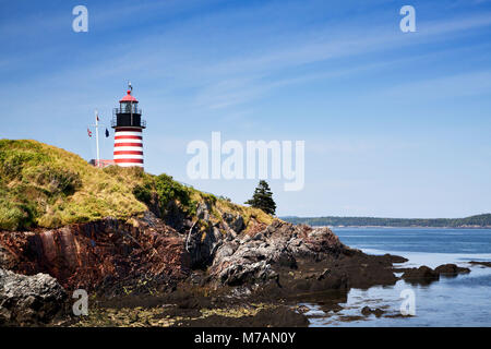 Die USA, Maine, Lubec, West Quoddy Head, Leuchtturm Stockfoto