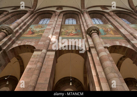 Speyer Kaiserdom/Dom, UNESCO-Weltkulturerbe, Johannes Schraudolph Malerei im Kirchenschiff Stockfoto