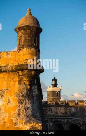 Unesco-Welterbe Blick schloss San Felipe del Morro, San Juan, Puerto Rico, Karibik Stockfoto