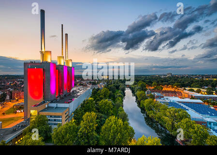 Luftaufnahme des Kraftwerks Linden in Hannover, Deutschland Stockfoto