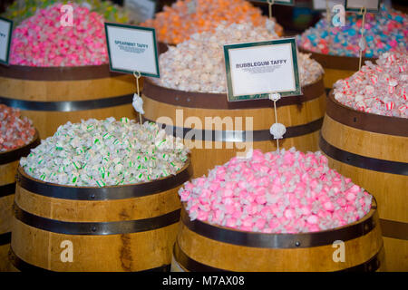 Salzwasser Taffies in einem Shop, Pier 39, San Francisco, Kalifornien, USA Stockfoto