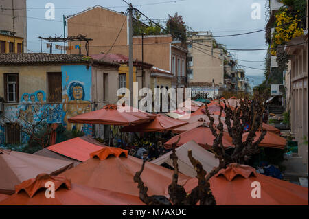 Athen. Obst- und Gemüsemarkt, Exarchia. Griechenland. Stockfoto