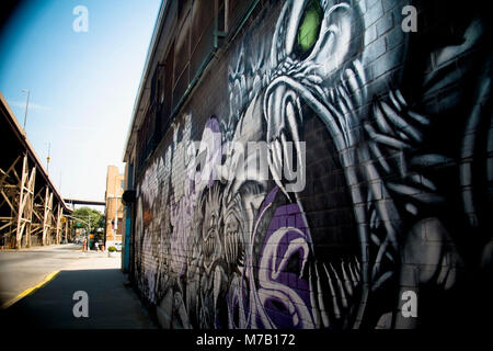 Graffiti an der Wand, Queens, Long Island, New York City, New York State, USA Stockfoto