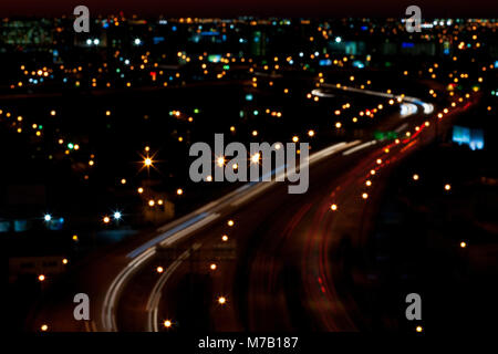 Hohe Betrachtungswinkel und einer Stadt bei Nacht, Miami, Florida, USA Stockfoto