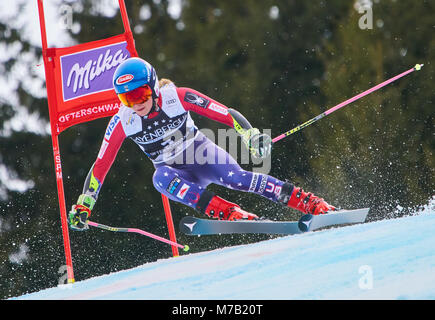 Sonthofen, Deutschland. 09 Mär, 2018. Mikaela SHIFFRIN, USA in Aktion an den Frauen Riesenslalom FIS Weltcup Rennen in Sonthofen, Deutschland März 09, 2018. Credit: Peter Schatz/Alamy leben Nachrichten Stockfoto