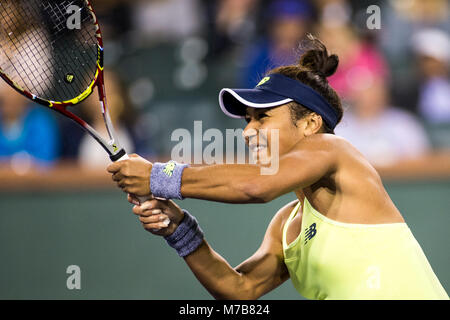 März 08, 2018: Heather Watson (GBR) besiegt durch Victoria Azarenka (BLR) 6-4, 6-2 an der BNP Paribas Open gespielt an der Indian Wells Tennis Garden in Indian Wells, Kalifornien. Â© Mal Taam/TennisClix/CSM Stockfoto