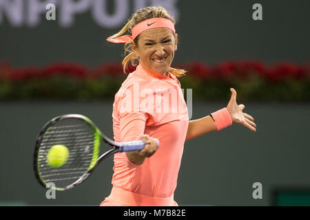 März 08, 2018: Victoria Azarenka (BLR) besiegt Heather Watson (GBR) 6-4, 6-2 an der BNP Paribas Open in Indian Wells Tennis Garden im kalifornischen Indian Wells gespielt. Â© Mal Taam/TennisClix/CSM Stockfoto