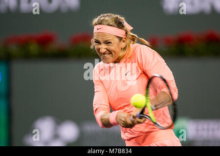 März 08, 2018: Victoria Azarenka (BLR) besiegt Heather Watson (GBR) 6-4, 6-2 an der BNP Paribas Open in Indian Wells Tennis Garden im kalifornischen Indian Wells gespielt. Â© Mal Taam/TennisClix/CSM Stockfoto