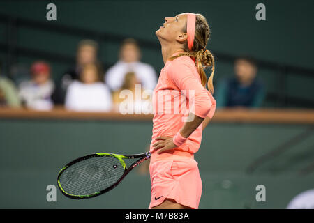 März 08, 2018: Victoria Azarenka (BLR) besiegt Heather Watson (GBR) 6-4, 6-2 an der BNP Paribas Open in Indian Wells Tennis Garden im kalifornischen Indian Wells gespielt. Â© Mal Taam/TennisClix/CSM Stockfoto