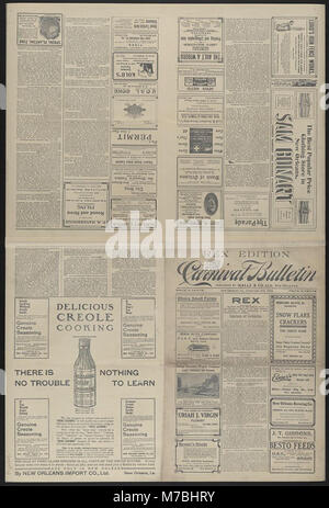 Eine Darstellung des Rex Pageant, der großen Prozession des Karnevals, mit dem König des Karnevals die Veranstaltung leitet und die Tradition des New Orleans Mardi Gras feiert. Stockfoto