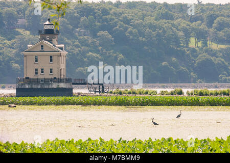 Rondout Leuchtturm auf dem Hudson River in Kingston, New York. Stockfoto