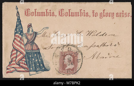 Bürgerkrieg Umschlag, Columbia und die amerikanische Flagge mit Meldung "Columbia, Columbia, Herrlichkeit entstehen "LCCN 2013645702 Stockfoto