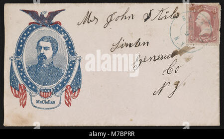 Bürgerkrieg Umschlag angezeigt Portrait von Generalmajor George B. McClellan Inset in Medaillon verziert mit Adler und amerikanische Flaggen LCCN 2013645693 Stockfoto