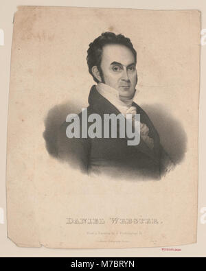 Eine Reproduktion von Daniel Websters Porträt, gemalt von J. Frothingham Jr., die das Bild des berühmten amerikanischen Staatsmannes und Redners im 19. Jahrhundert widerspiegelt. Stockfoto