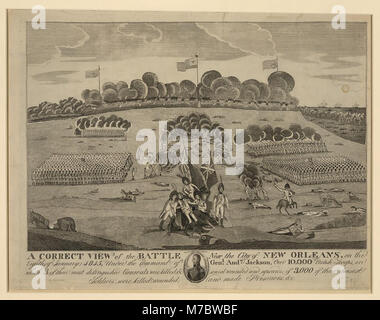 Eine korrekte Sicht der Schlacht in der Nähe der Stadt New Orleans, auf den 8. Januar 1815 unter dem Kommando von Genl. Andw. Jackson, über 10.000 britische Truppen, in denen 3 Ihrer besten LCCN 2006677463 Stockfoto