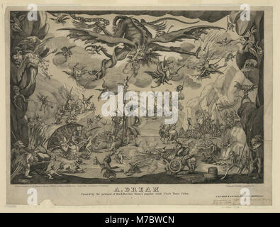 Eine Lithografie, die eine Szene illustriert, die von Harriet Beecher Stowes Roman *Onkel Toms Hütte* inspiriert ist und eine Traumsequenz zeigt, die auf den Themen Sklaverei und menschliches Mitgefühl basiert. Stockfoto