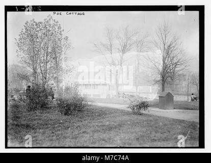 PoE Cottage, die ehemalige Residenz des berühmten amerikanischen Schriftstellers Edgar Allan Poe, befindet sich in der Bronx, New York. Das Haus, in dem Poe in den letzten Jahren seines Lebens lebte, ist heute ein Museum, das seinem Leben und seinen Werken gewidmet ist. Stockfoto
