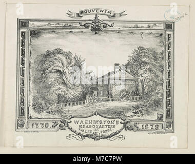 Dieses Bild zeigt George Washingtons Hauptquartier in Valley Forge, einem historischen Ort, an dem die Kontinentalarmee im Winter von 1777 bis 1778 zeltete. Die Stätte spielte eine entscheidende Rolle in der Amerikanischen Revolution und bot einen Ort für Erholung, Training und strategische Planung während der harten Wintermonate. Stockfoto