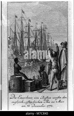 Die Einwohner von Boston wersen den deutsch-ostindischen Dich ins Meer am 18. Dezember 1773 LCCN 2004670198 Stockfoto