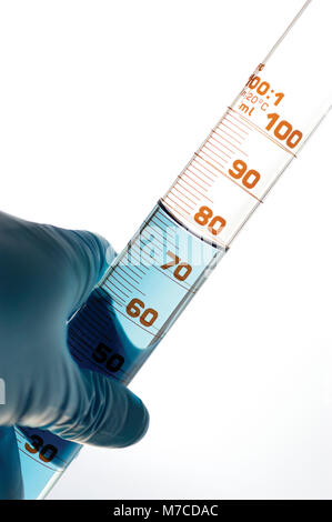 Nahaufnahme einer Pipette in der Hand einer Person Stockfoto