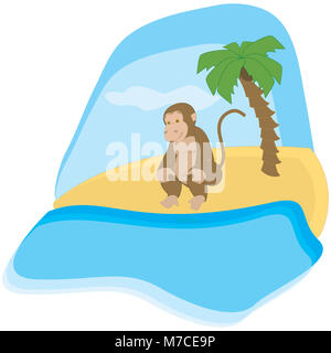 Affe sitzt am Strand Stockfoto