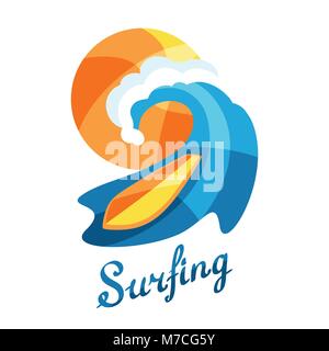 Helle surfen Abbildung oder Druck für T-Shirts Stock Vektor