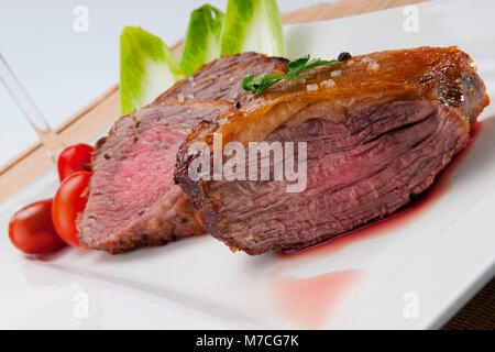 Nahaufnahme der Bürzel steaks Stockfoto