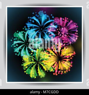 Hintergrund mit einem farbenfrohen Feuerwerk und Salute Stock Vektor