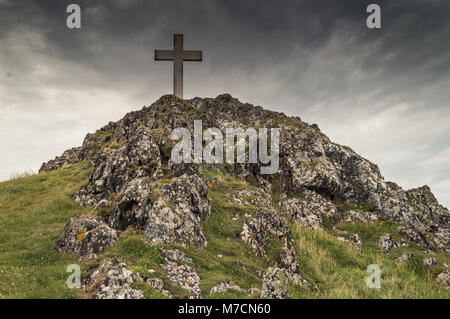Das Kreuz auf llanddwyn Island auf Anglesey, Nordwales. Stockfoto