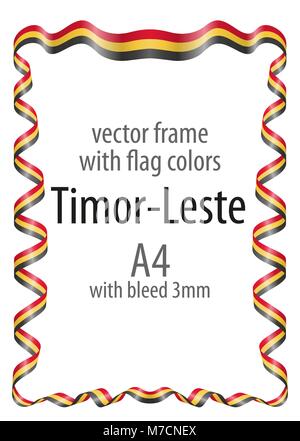 Rahmen und Grenze der Band mit den Farben der Flagge Timor-Leste Stock Vektor