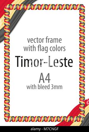 Rahmen und Grenze der Band mit den Farben der Flagge Timor-Leste Stock Vektor