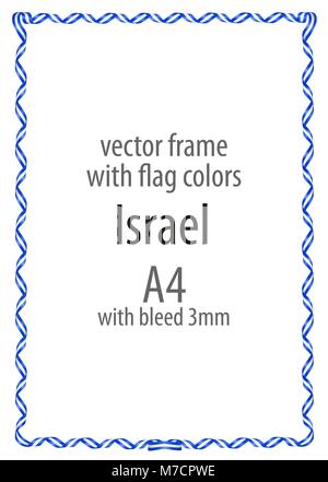 Rahmen und Grenze der Band mit den Farben der Israel Flagge Stock Vektor