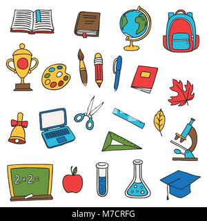 Schule und Ausbildung von Hand gezeichnet Doodles Stock Vektor