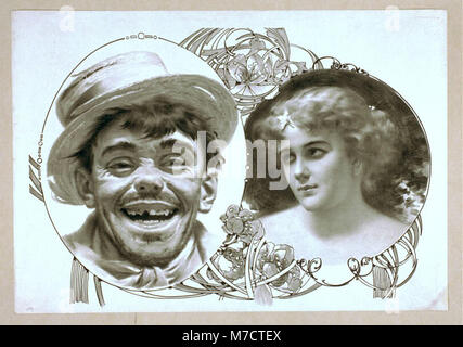 Ein Nahaufnahme-Foto mit einem Trampkopf und einem separaten Kopf-und-Schultern-Porträt einer Frau, die ihren Ausdruck und ihre Individualität hervorhebt. Stockfoto