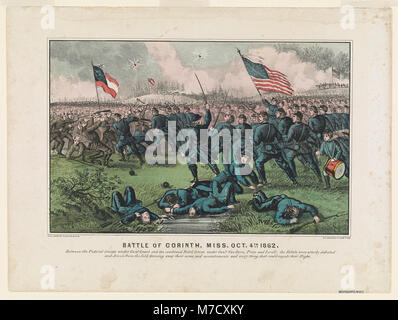 Die Schlacht von Korinth, die am 4. Oktober 1862 ausgetragen wurde, war ein bedeutendes Eingreifen im Amerikanischen Bürgerkrieg, in dem die Truppen der Union die konföderierten Truppen in Mississippi erfolgreich abwehrten. Stockfoto