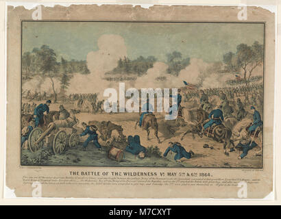 Eine historische Darstellung der Schlacht in der Wildnis, die am 5. Und 6. Mai 1864 in Virginia während des Amerikanischen Bürgerkriegs ausgetragen wurde, zeigt die Intensität des Konflikts. Stockfoto