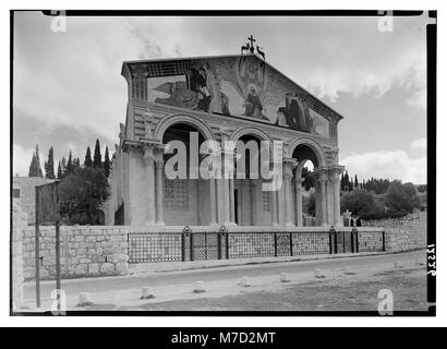 Die Basilika von Gethsemane in Jerusalem ist eine wichtige christliche Stätte, die für ihre religiöse Bedeutung und die Nähe zum Garten von Gethsemane bekannt ist. Stockfoto