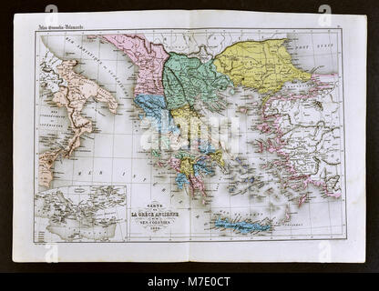 1858 Delamarche Karte des antiken Griechenland und seiner Kolonien in Italien und in der Türkei Stockfoto