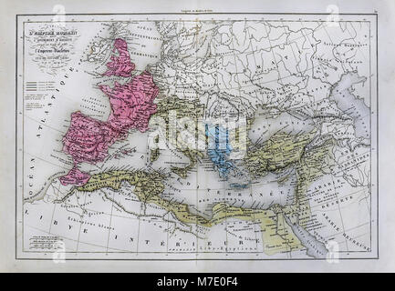 1858 Delamarche Karte - Europa während des Römischen Reiches von Augustus bis Diokletian Stockfoto