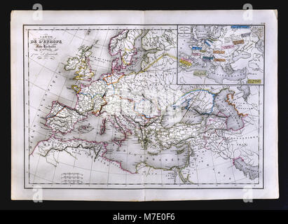 1858 Delamarche Historische Karte von Europa die barbarischen Zustände, die im 6. Jahrhundert Stockfoto