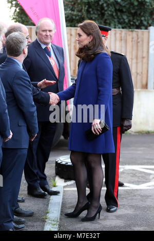 Seine königliche Hoheit Herzogin von Cambridge öffnet ein neues Zentrum für Aktion auf Neigung im Wickford, Essex Mit: Katharina, Herzogin von Cambridge, Catherine Middleton, Kate Middleton Wo: Wickford, Großbritannien Wann: 07 Feb 2018 Credit: WENN.com Stockfoto