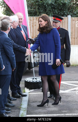 Seine königliche Hoheit Herzogin von Cambridge öffnet ein neues Zentrum für Aktion auf Neigung im Wickford, Essex Mit: Katharina, Herzogin von Cambridge, Catherine Middleton, Kate Middleton Wo: Wickford, Großbritannien Wann: 07 Feb 2018 Credit: WENN.com Stockfoto