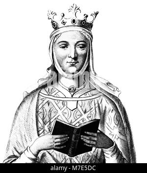 Eleonore von Aquitanien (1122-1204), Gravur der Königin von England (wie die Frau von Henry II) und von Frankreich (als Ehefrau von Louis VII). Sie war die Mutter von König Richard I. und König John. Stockfoto