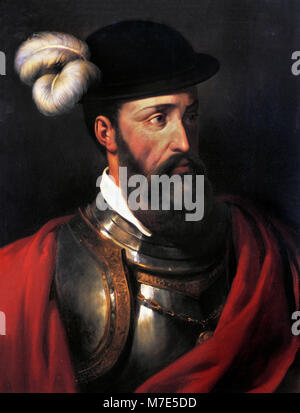 Francisco Pizarro (c.1471-1541). Portrait der spanische Konquistador von Amable-Paul Coutan, Öl auf Leinwand, 1835 Stockfoto