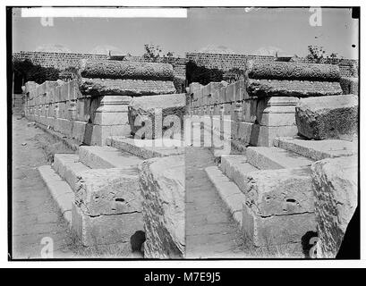 Nördliche Aussicht. Bemerkenswerte Überreste der Synagoge von Kafarnaum. Der westlichen Treppe LOC 05172 matpc. Stockfoto