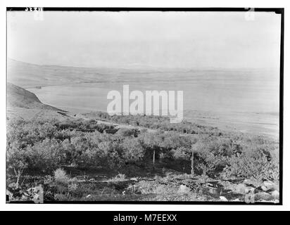 Einen malerischen Blick auf den Mt. Hermon und den See. Mt. Hermon & das Meer von der Straße oben Tiberias LOC 14477 matpc. Stockfoto