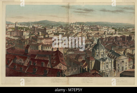 Ein Blick auf Rom mit seinen historischen Wahrzeichen und seiner ikonischen Architektur. Die Stadt ist bekannt für ihre antiken Ruinen, ihr kulturelles Erbe und ihre künstlerischen Beiträge, darunter das Kolosseum, das Forum Romanum, und Petersdom. Stockfoto