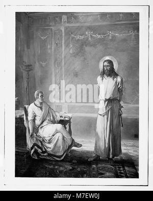 Einstellen von Bildern der Passion Christi, durch Kosheleff, in Russischen Hospiz, Jerusalem. Christus versuchte von Pilatus. LOC 07302 matpc. Stockfoto